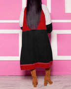 colorblock lantern sleeve longline cardigan