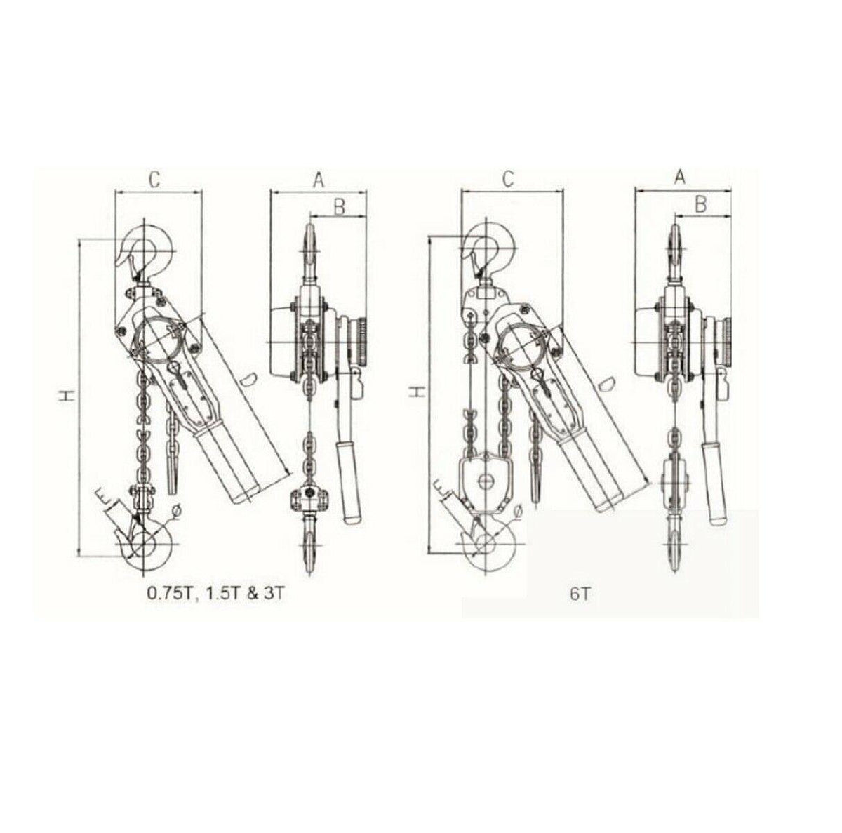 6 Ton 1.5 Mtr Ratcheting Lever Block Chain Hoist Puller Pulley E600 ECs