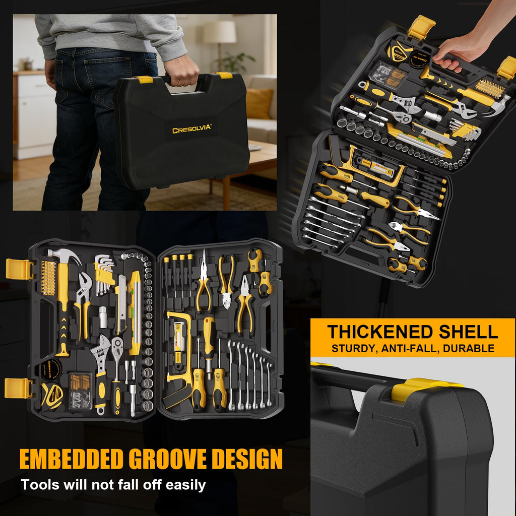 199 Piece Tool Kit for Home,General Household/Auto Repair Tool Set,Basic Hand Tool Kit with Socket Wrench,Tool Box Case for Men,Perfect for Diyer Handyman Homeowner