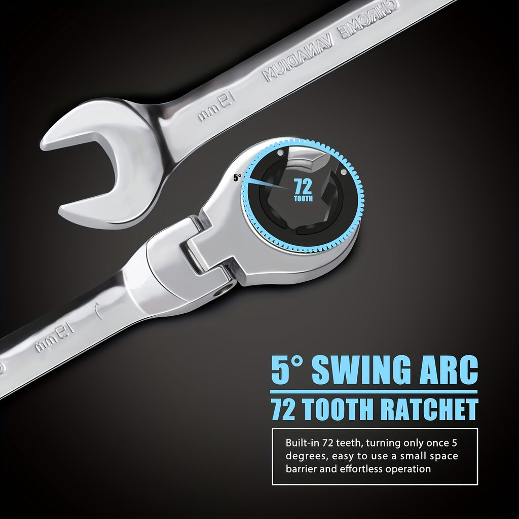 6pcs/set Tubing Ratchet Wrench Metric Tubing Wrench Set, Open Flexible Head 72 Teeth For Car Repair Oil Wrenches Hand Tools