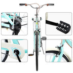Snorda 26 In. Women'S Comfortable Bicycle Beach Cruiser Bicycle Single Speed Bicycle Comfortable Bicycle