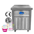 Commercial ETL Certificate 21"x21" Single Square Pan Roll Ice Cream Machine, Thai Stir  Frozen Yogurt Fried Ice Cream Machine, Fry Ice Cream Roll Machine, Auto Defrost