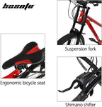 hosote 26 inch Full Suspension Mountain Bike, 21 Speed  Derailleur Mountain Bicycles, 17 inch Carbon Steel Frame MTB City Bikes for Teens and Adults with Fenders