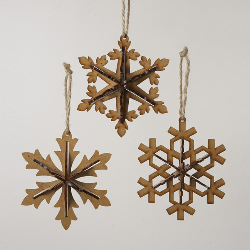 Pack of  24 Brown Snowflake Christmas Ornaments 5.5"