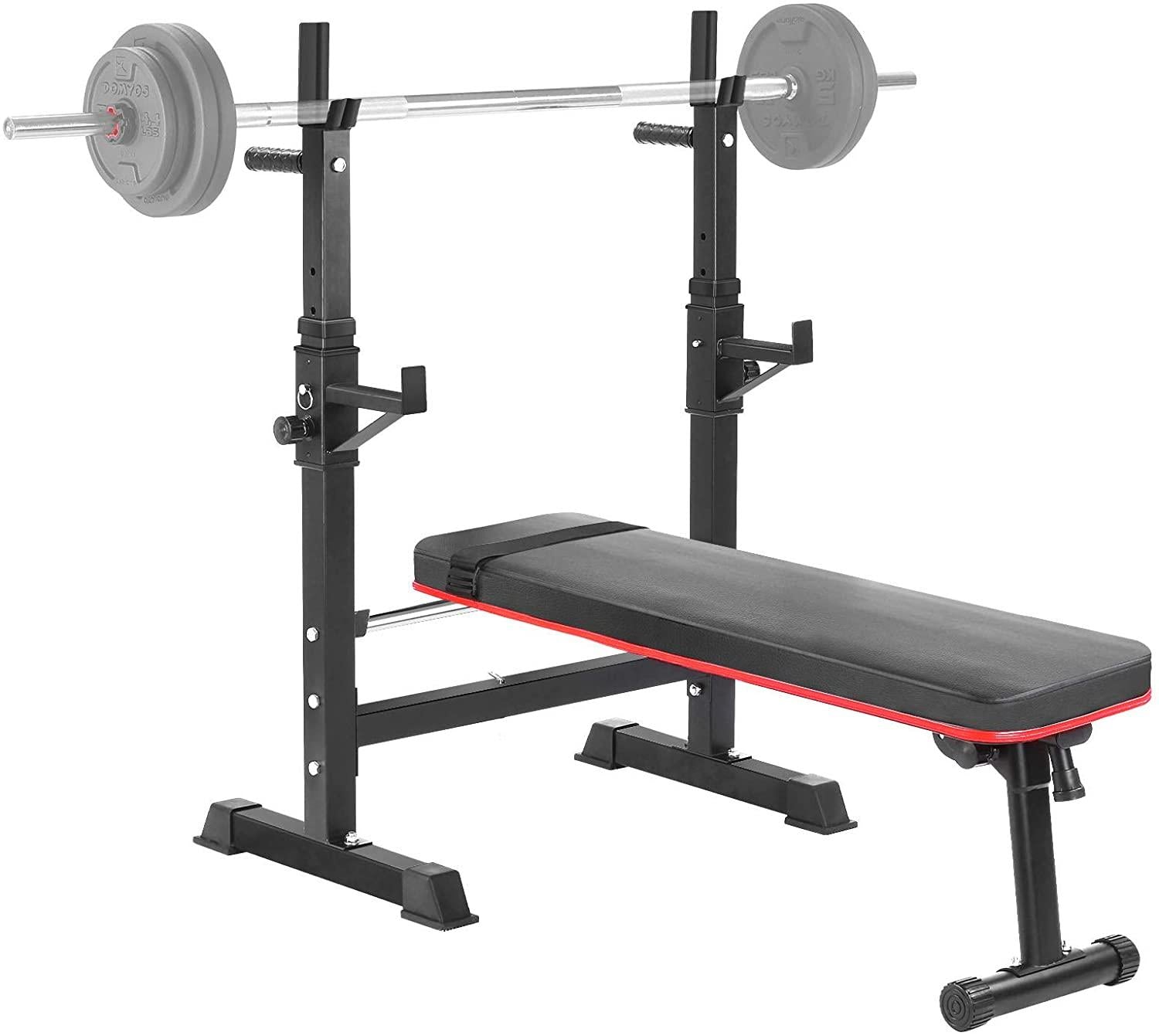 HEMBOR Weight Bench Adjustable Folding Fitness Barbell Rack 440lbs