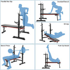 HEMBOR Weight Bench Adjustable Folding Fitness Barbell Rack 440lbs