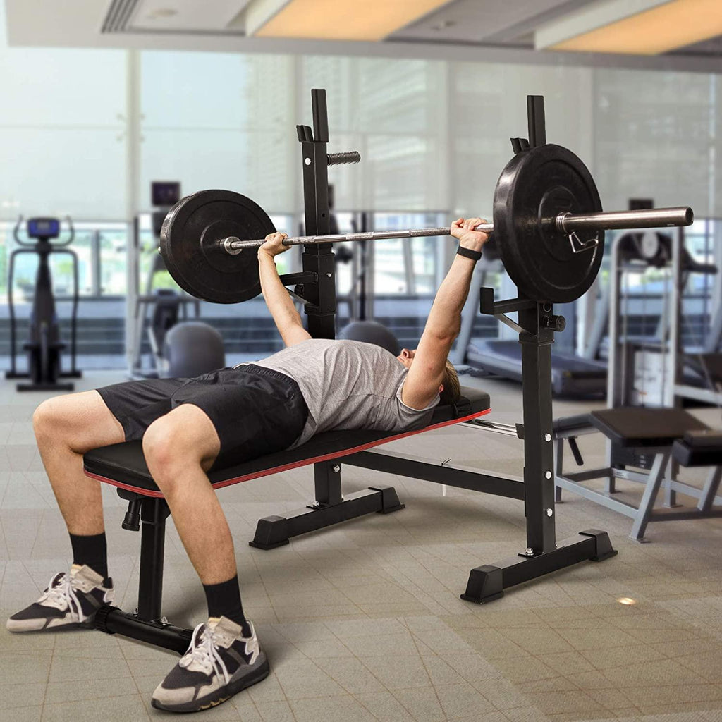 HEMBOR Weight Bench Adjustable Folding Fitness Barbell Rack 440lbs