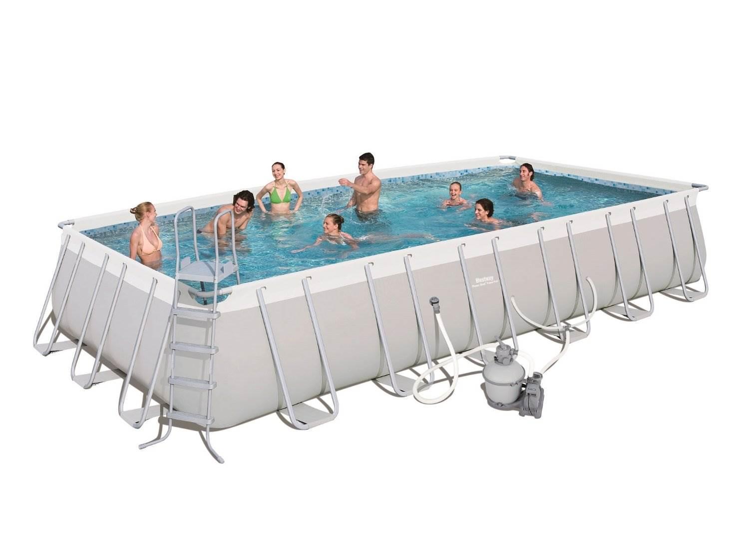 24' x 12' x 52" Power Steel Rectangular Above Ground Swimming Pool Set