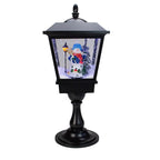 25" Snowman With a Broom and Toys Snowing Black Christmas Street Lamp