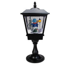 25" Snowman With a Broom and Toys Snowing Black Christmas Street Lamp