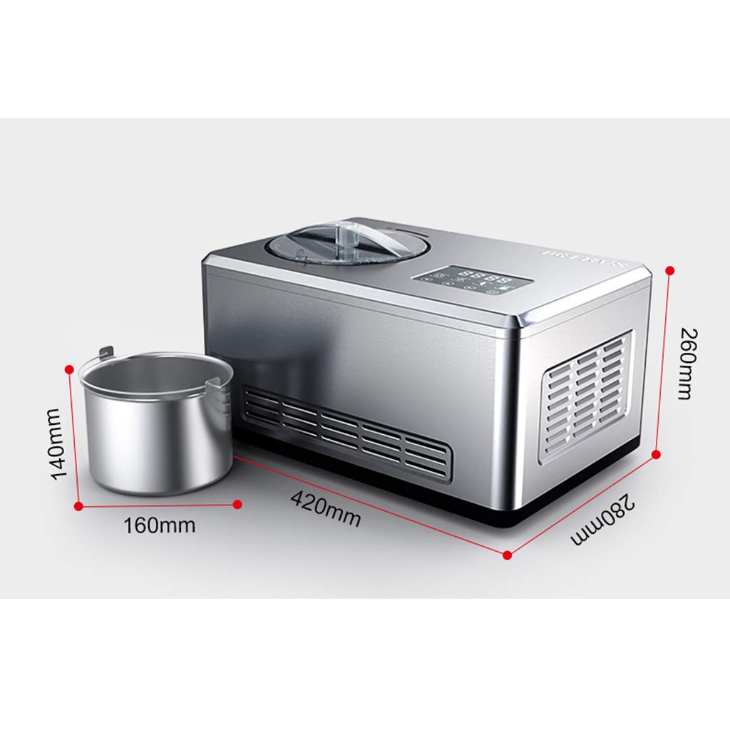 Ice cream maker?Ice cream mamachine?Compression cooling?Finished product Gelato Sherbet Frozen yogurt Soft ice?Timer?180W?2L? steel