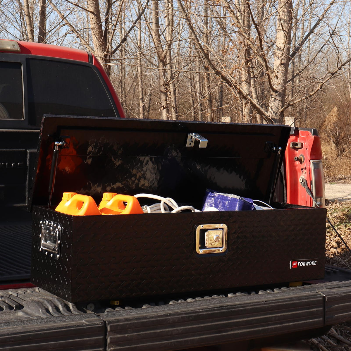 39 Inch Truck Bed Tool Box, Heavy Duty Aluminum Truck StoraOrganizer for Pickup Truck Bed RV Toolbox with Handle and Lock Black