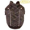 Pet Life Wuff-Rider Brown Leather Dog Bomber Jacket Medium - (14"-16" Neck to Tail) - Pack of 10
