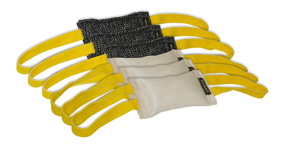 Dean &amp; Tyler Bundle of 6 Tugs for Pets, 3-French Linen and 3-Fire Hose, 8-Inch by 4-Inch