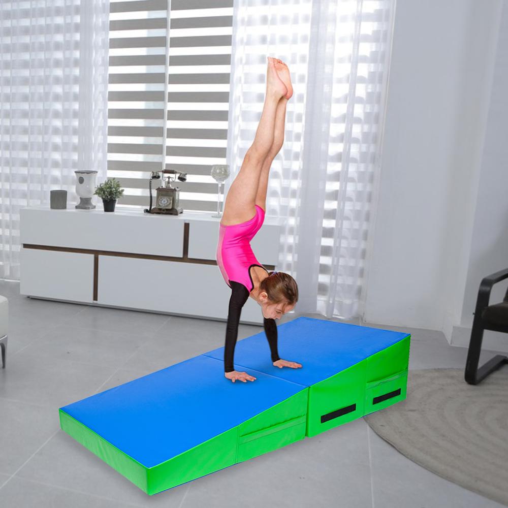 48"x24"x14" Trapezoid Gymnastics Mat Blue and Green