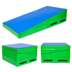 48"x24"x14" Trapezoid Gymnastics Mat Blue and Green