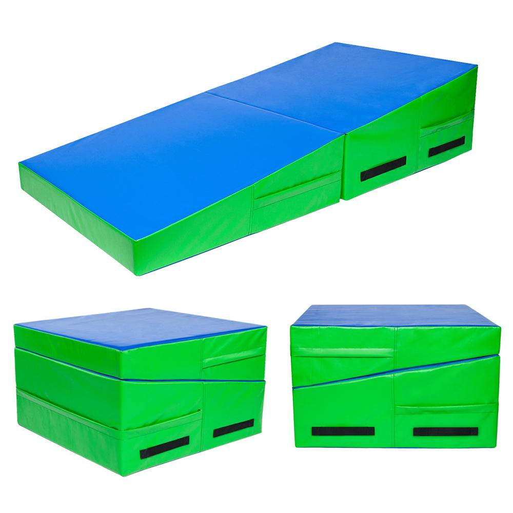 48"x24"x14" Trapezoid Gymnastics Mat Blue and Green