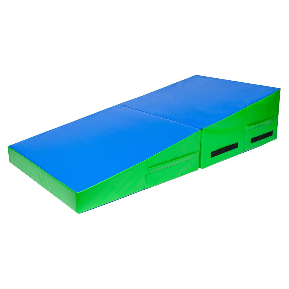 48"x24"x14" Trapezoid Gymnastics Mat Blue and Green