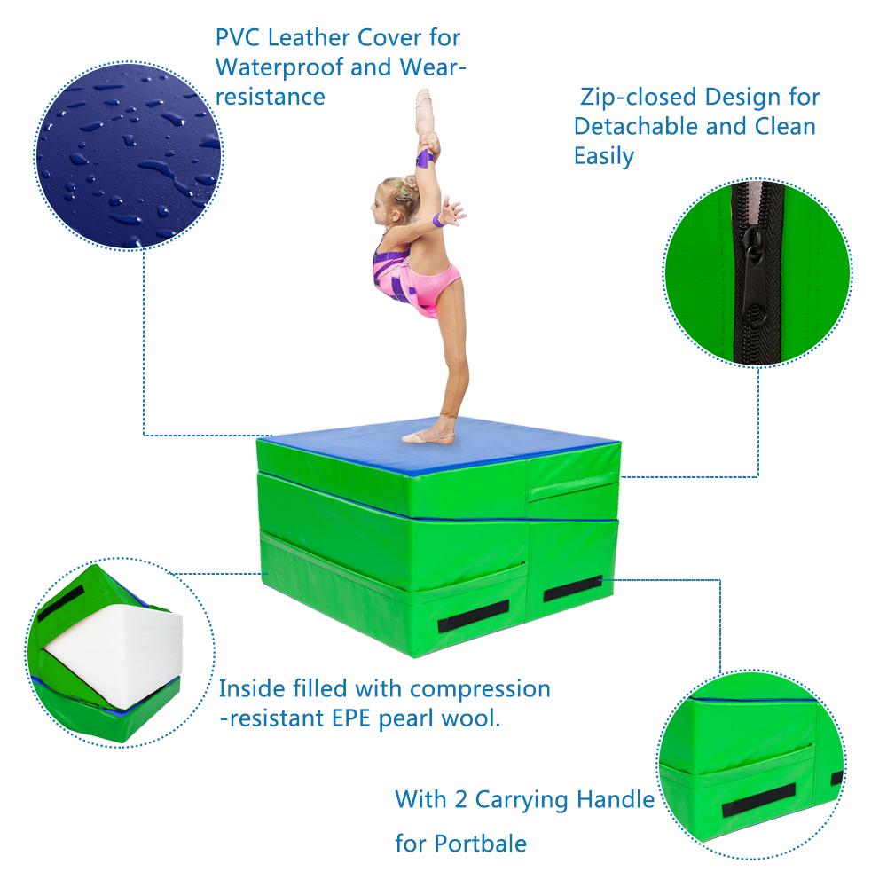 48"x24"x14" Trapezoid Gymnastics Mat Blue and Green
