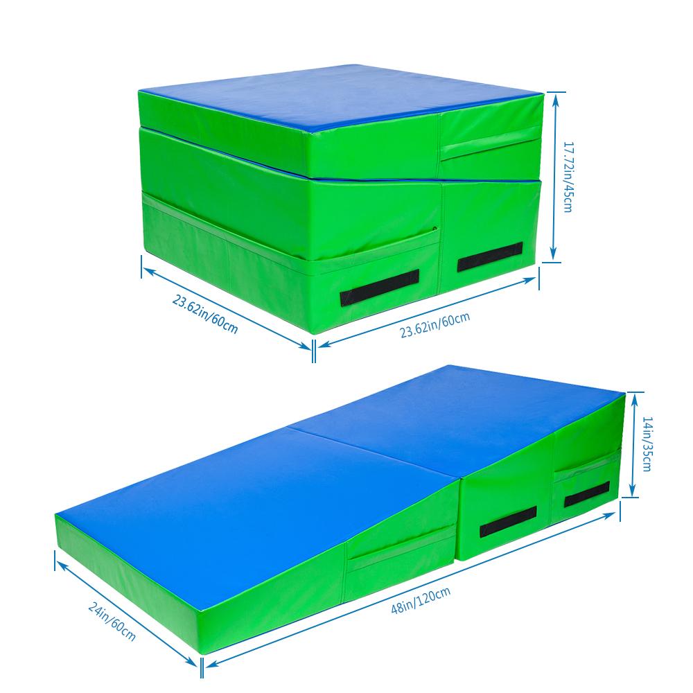 48"x24"x14" Trapezoid Gymnastics Mat Blue and Green