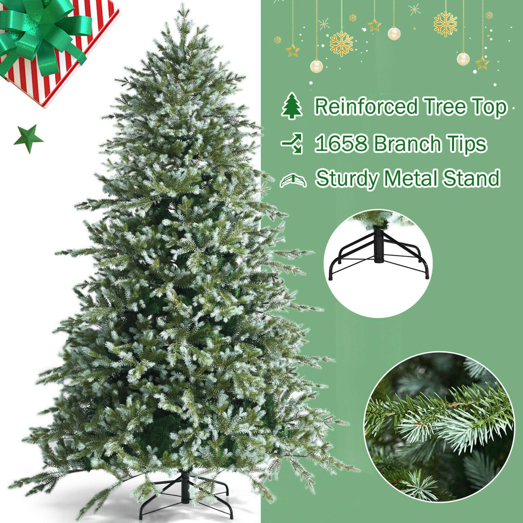 8ft Hinged Artificial Christmas Spruce Tree w/ 1658 Mixed PE &amp; PVC Tips