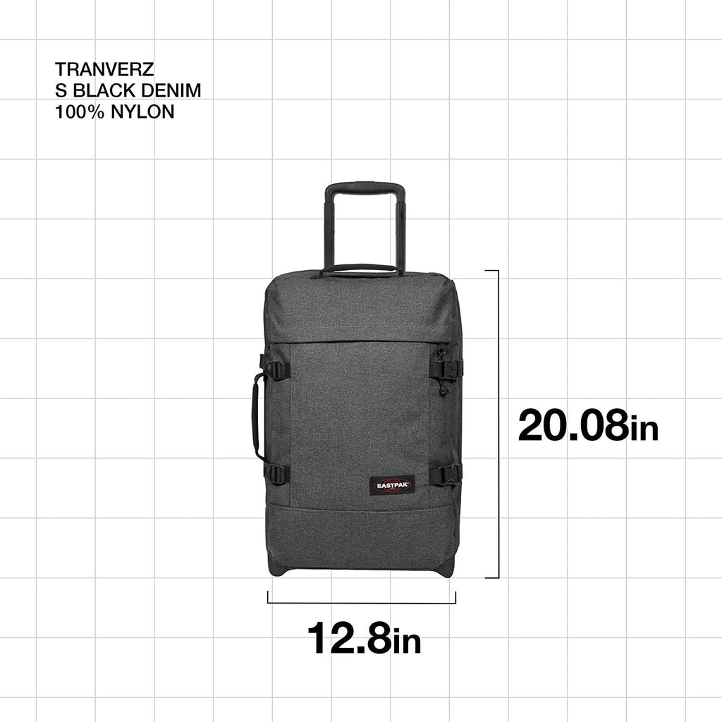 Tranverz - Suitcase with Wheels - Rolling Luggage for Travel with TSA Lock, 2 Wheels, 2 Compartments, and Compression Straps - S, Black Denim