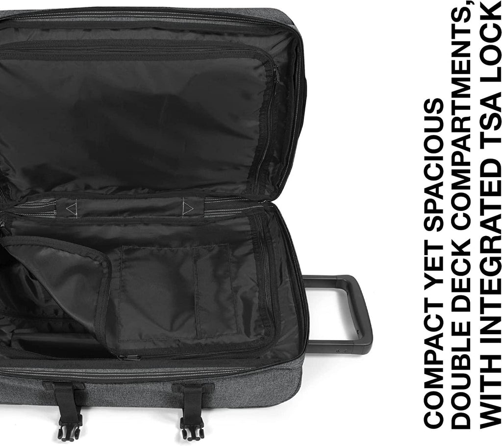 Tranverz - Suitcase with Wheels - Rolling Luggage for Travel with TSA Lock, 2 Wheels, 2 Compartments, and Compression Straps - S, Black Denim