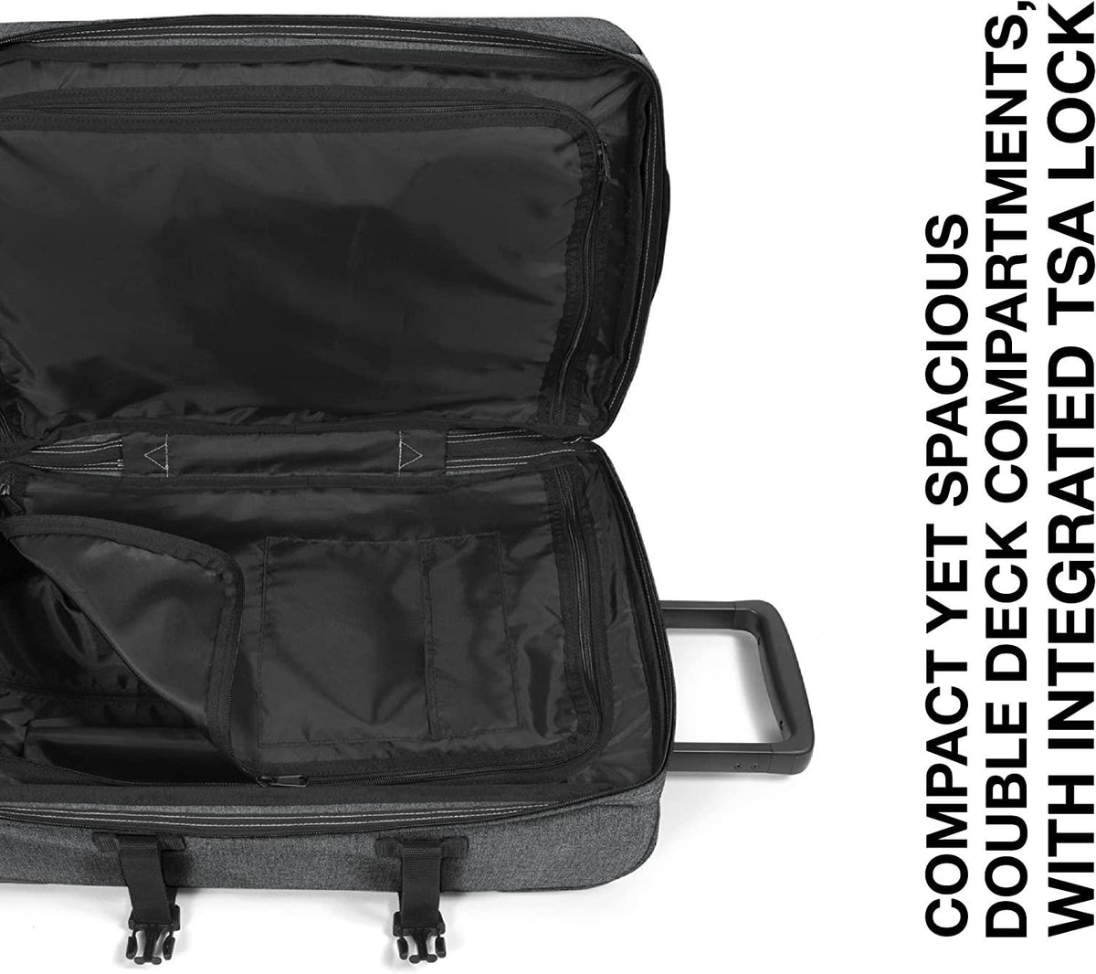 Tranverz - Suitcase with Wheels - Rolling Luggage for Travel with TSA Lock, 2 Wheels, 2 Compartments, and Compression Straps - S, Black Denim