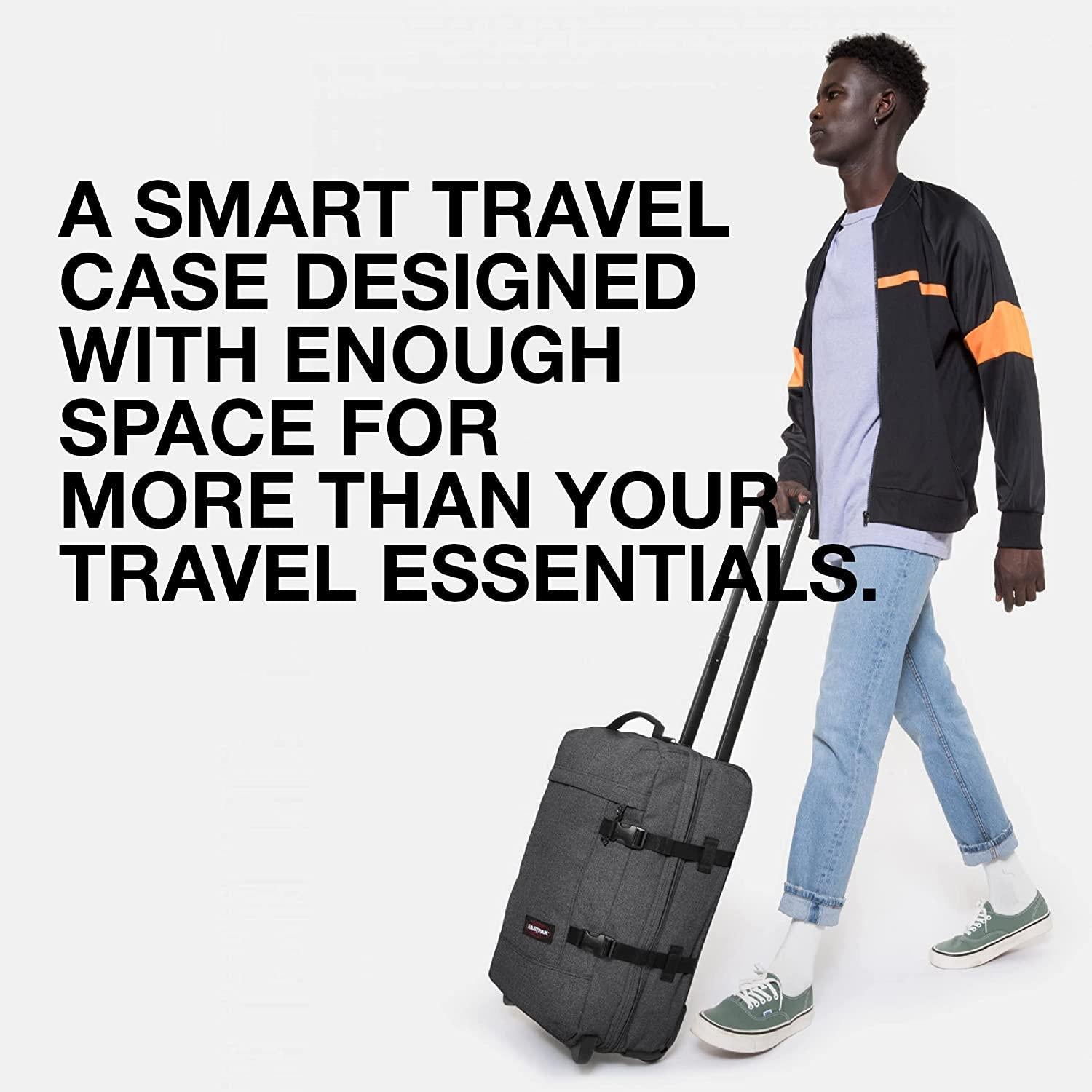 Tranverz - Suitcase with Wheels - Rolling Luggage for Travel with TSA Lock, 2 Wheels, 2 Compartments, and Compression Straps - S, Black Denim