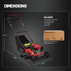 EasyGlide 21-Inch Gas Lawn Mower, 144cc 4-Stroke OHV Engine, Push Walk-Behind, 3-in-1 Mulch/Bag/Side Discharge, Steel Deck, 6 Height Adjustment