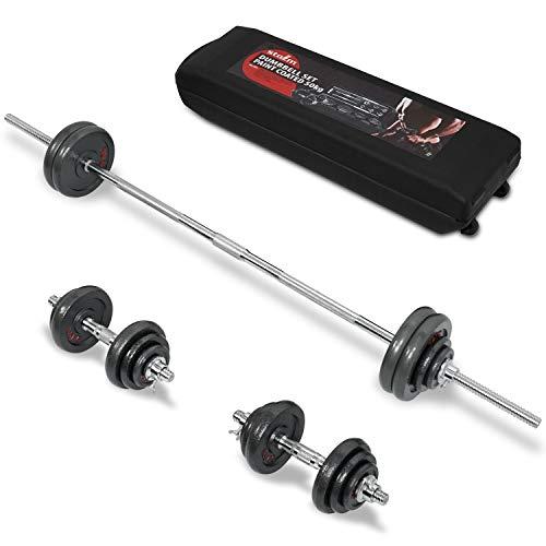 STOZM Dumbbell Set With Case, 110Lbs Versatile Pain Coated Set With Bar Options (Cqgh Dumbbell Set/Paint Coated 50Kg)