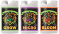 advanced nutrients ph perfect grow, micro, bloom 4l, 3-part base nutrient, 4 liters each