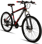 PanAme 26 Inch Mountain Bike, Aluminum Alloy Frame Bike with 21 Speed Dual Disc Brakes, Front Suspension Anti-Slip Bike for Adult - Black