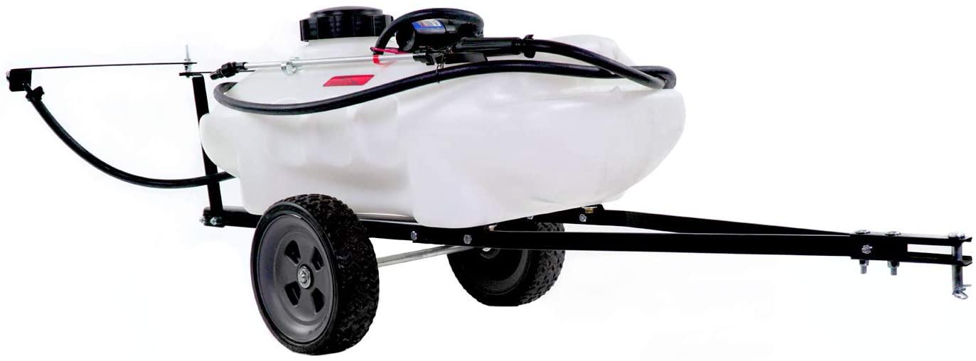 brinly st-152bh-a self-storing tow behind lawn and garden sprayer with collapsible boom, 15-gallon