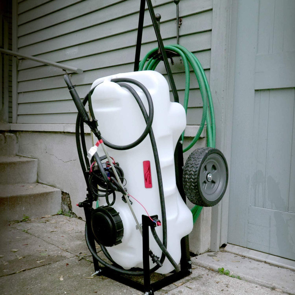 brinly st-152bh-a self-storing tow behind lawn and garden sprayer with collapsible boom, 15-gallon