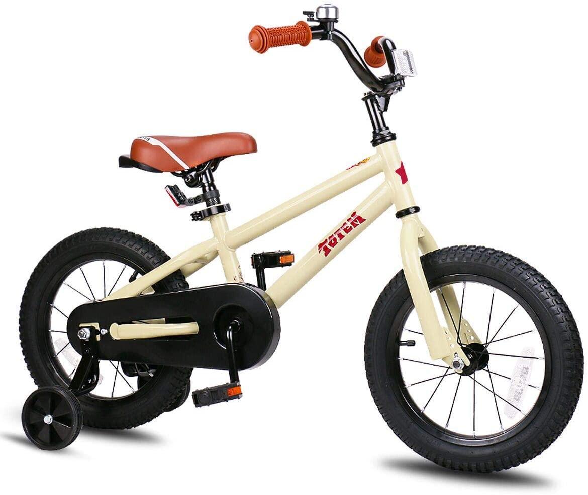 JOYSTAR Totem Kids Bike for 2-9 Years Old Boys Girls BMX Style Bicycles 12 14 16 18 Inch with Training Wheels, 18 Inch with Kickstand and Handbrake Children Bikes, Blue Ivory Pink Green Silver