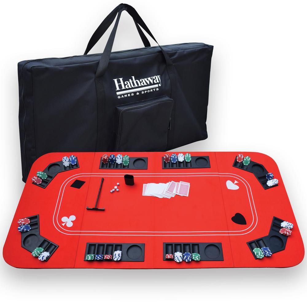 No Limit 3-in-1 Portable Casino Tabletop for Poker Blackjack and Craps-Casino-Grade Red Felt