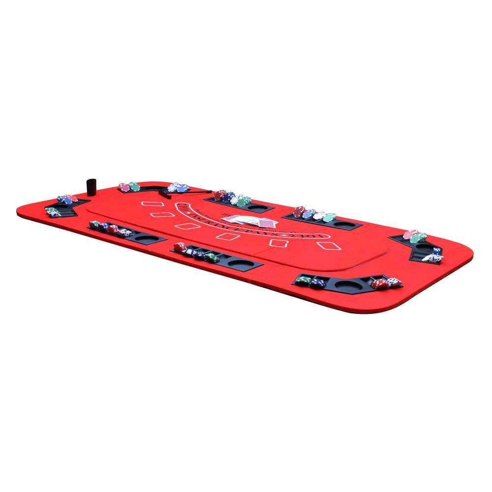 No Limit 3-in-1 Portable Casino Tabletop for Poker Blackjack and Craps-Casino-Grade Red Felt