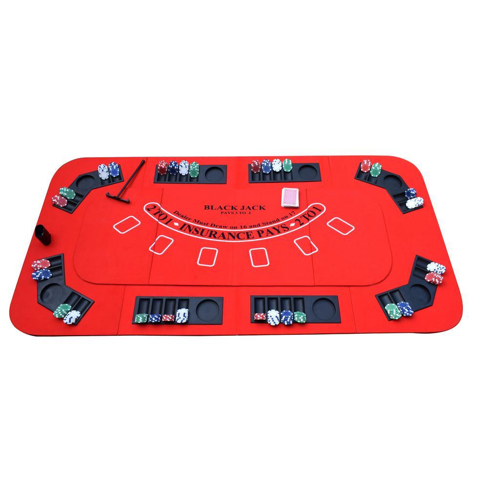 No Limit 3-in-1 Portable Casino Tabletop for Poker Blackjack and Craps-Casino-Grade Red Felt