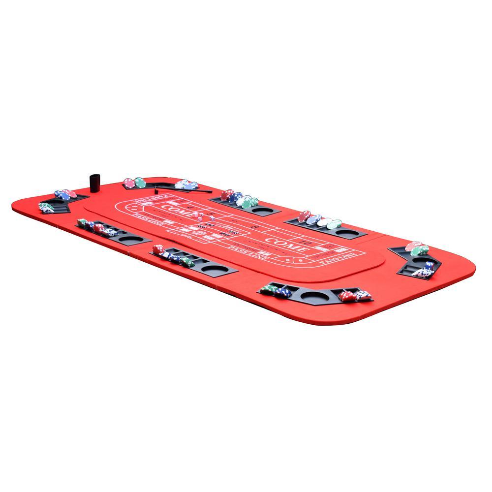 No Limit 3-in-1 Portable Casino Tabletop for Poker Blackjack and Craps-Casino-Grade Red Felt