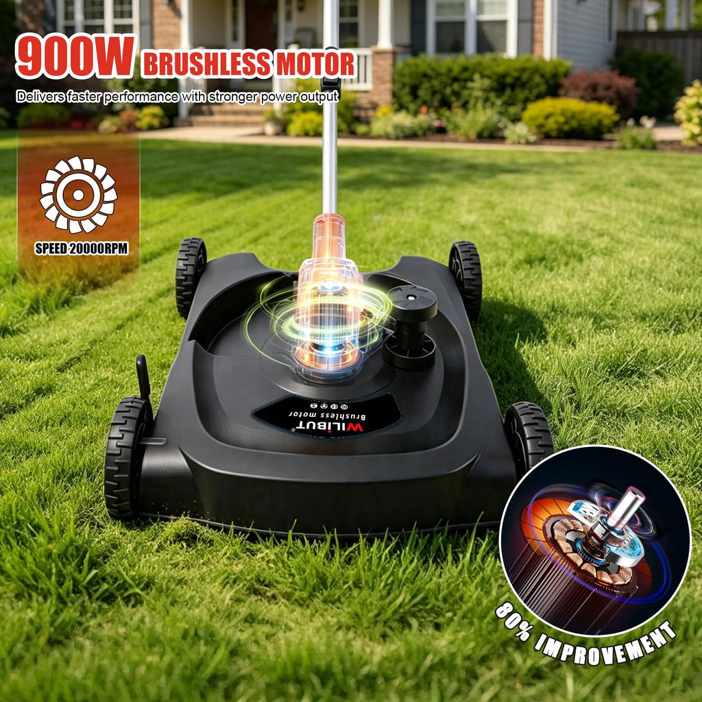 4-in-1 Cordless Lawn Mower, Weed Eater and Edger Combo, Adjustable Height &amp; Angle, Electric String Trimmer with Wheels Grass Trimmer for Garden Yard (2x4.0Ah Battery &amp; Charger Included)