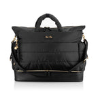 Itzy Ritzy Dream Weekender Bag; Lightweight Travel &amp; Hospital Bag Made of Puffer Style Material, Features Base Compartment, 12 Pockets, Shoulder Strap, Stroller Straps &amp; Luggage Attachment, Midnight