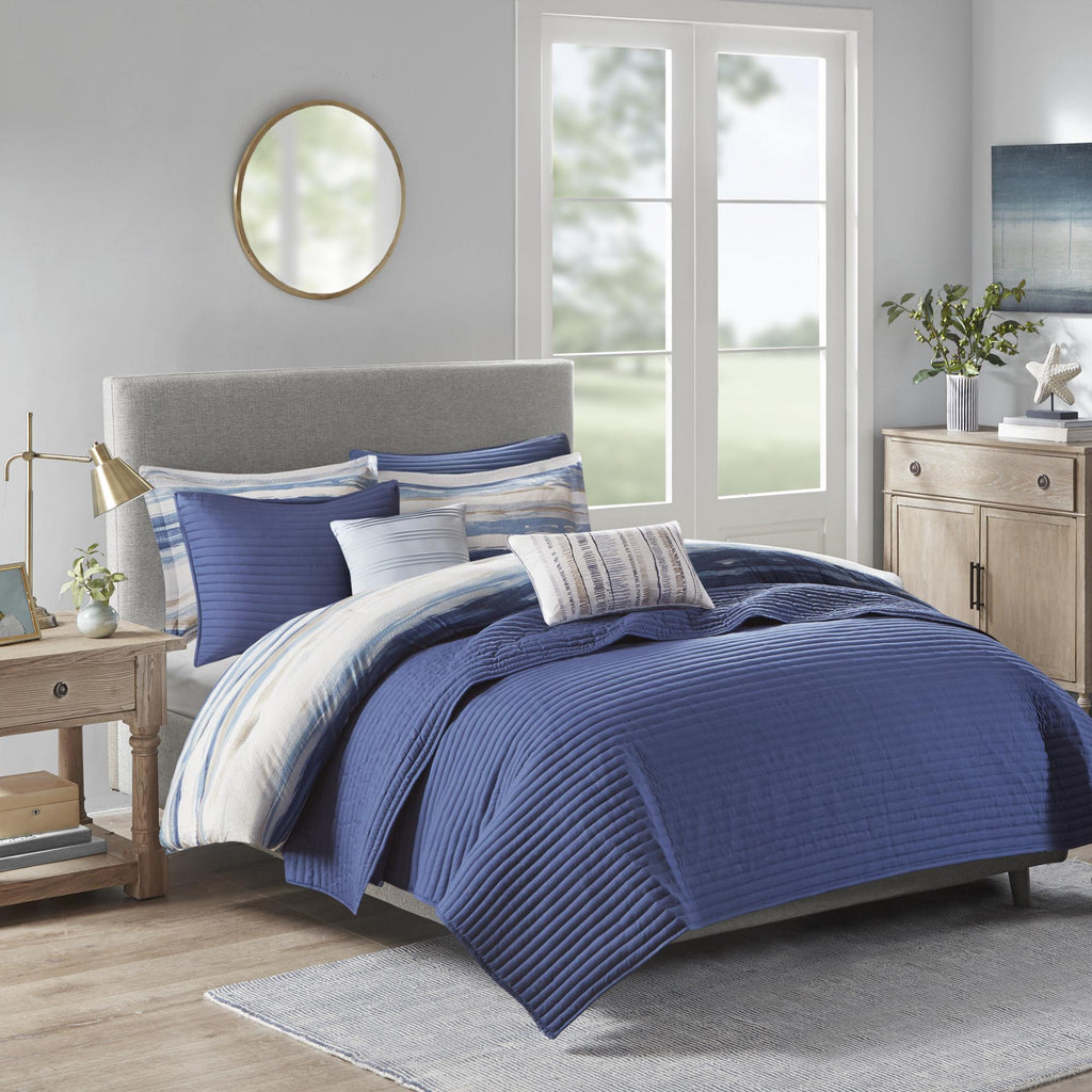 Home Essence Fairbanks 8 Piece Printed Seersucker Comforter and Coverlet Set Collection