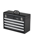 Metal Tool Box, 20.5-inch, Portable Metal Tool Box with 4 Drawers, Small Tool Chest with EVA Liners, Ball Bearing Slide Drawers Loc& Powder Coated Finish, Multi-Function Tool Organizer