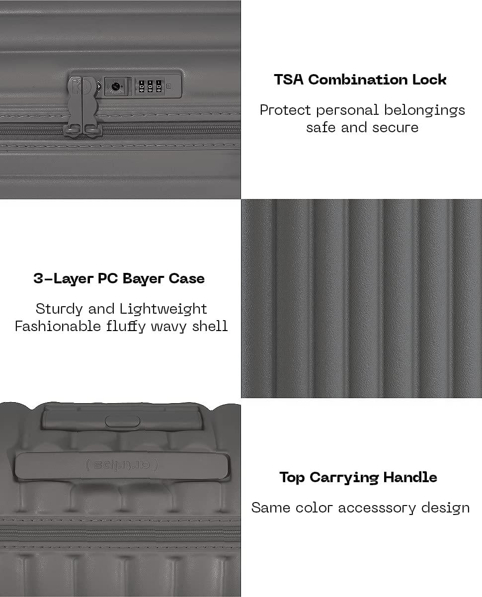 Hardside Lightweight Carry-on Luggage - Bread Travel Suitcase with Spinner Wheels,TSA Lock, Grey, 20-Inch, 47L