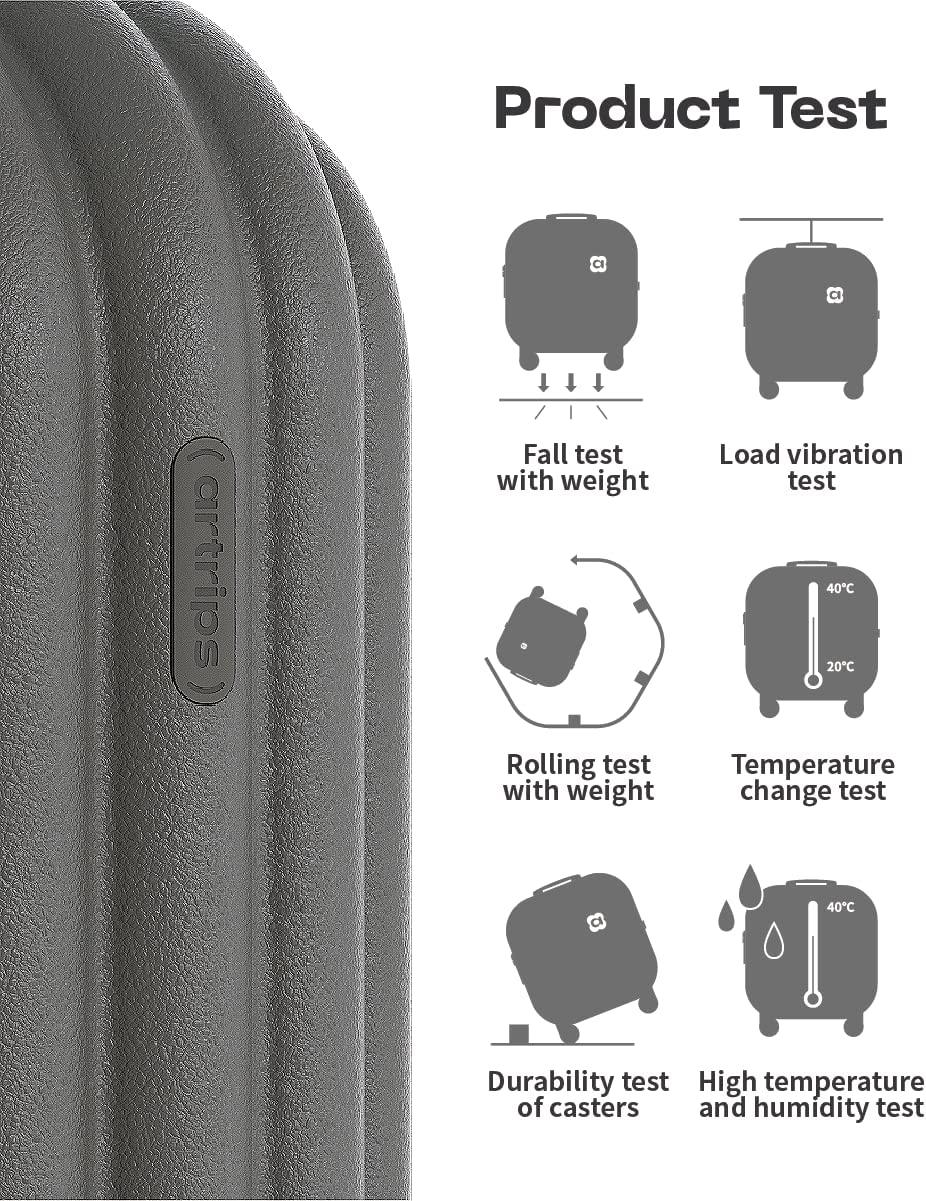 Hardside Lightweight Suitcase Luggage - Overhead Durable Travel Bag with Spinner Wheels,TSA Lock, Grey, Checked-Medium 24-Inch, 60L