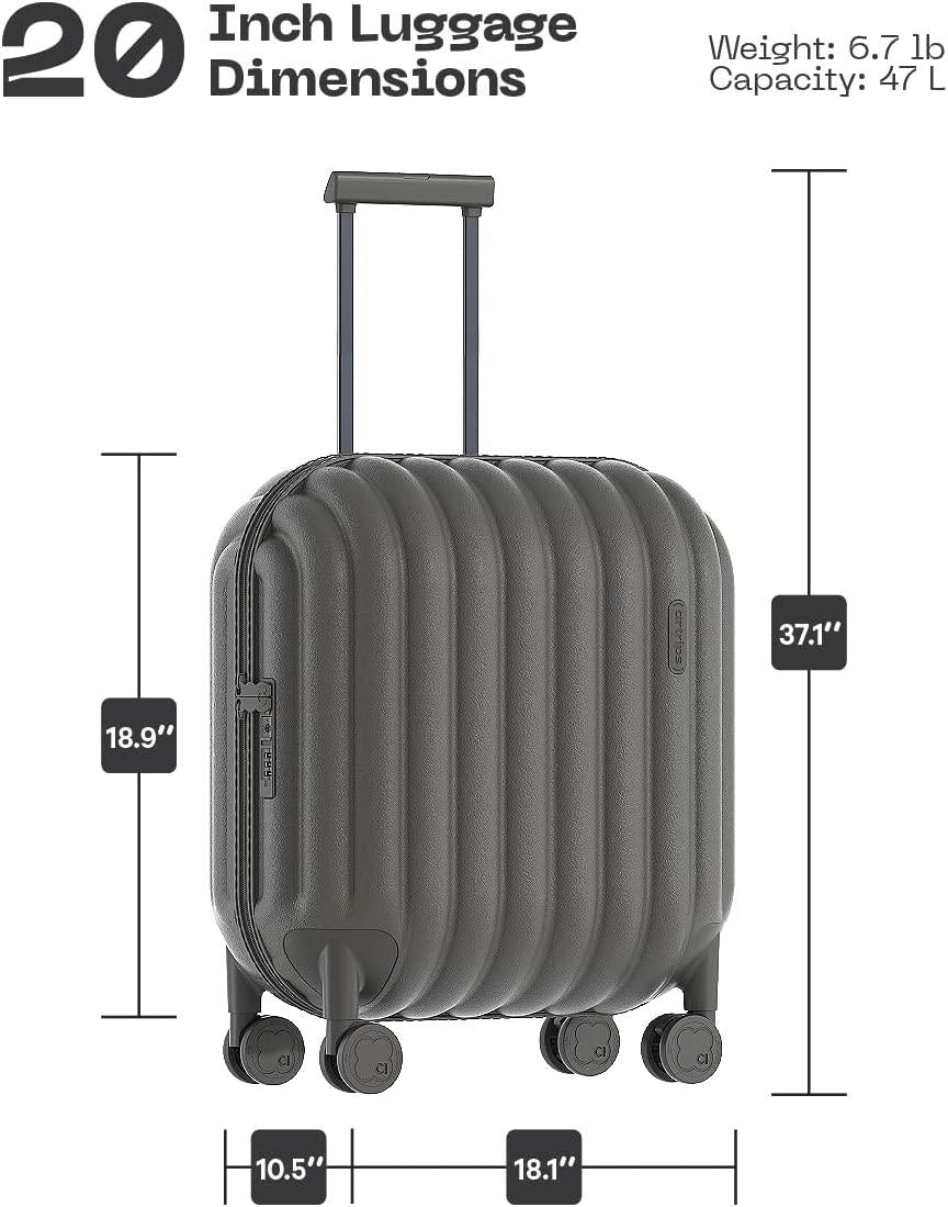 Hardside Lightweight Carry-on Luggage - Bread Travel Suitcase with Spinner Wheels,TSA Lock, Grey, 20-Inch, 47L