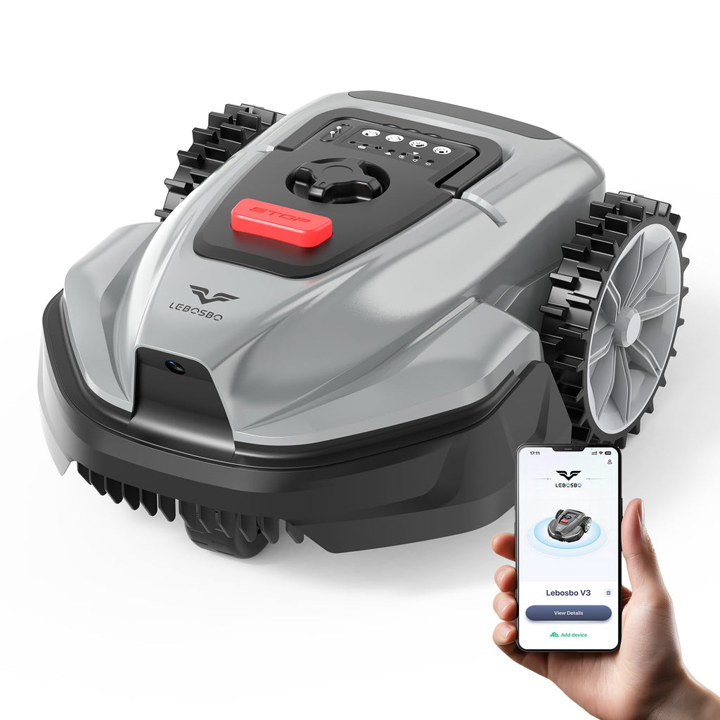 2026  V3 Robotic Lawn Mower, AI Vision Recognition Robot Lawn Mower with APP Control, Low-Noise Operation, Adjustable Cutting Height, No-Go Zones, for Small Lawns Up to 1600 Sq.Ft.