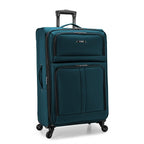 Anzio Softside Expandable Spinner Luggage, Teal, Checked-Large 30-Inch