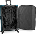 Anzio Softside Expandable Spinner Luggage, Teal, Checked-Large 30-Inch